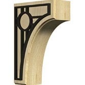 Crafted wooden corbel showcases a sleek design with an embossed black metal overlay, adding elegance and support to architectural features and home decor. Perfect for enhancing any space.